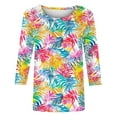 thumbnail image 5 of Shirts for Women 3/4 Sleeve Printing Round Neck Casual Loose T-shirt Blouses Multicolor,Womens Tops, 5 of 6