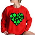 thumbnail image 2 of Qiopertar Mode Femmes Saint-Patrick Décontracté Manches Longues Col Rond Imprimé Chandail en Molleton Dames Hauts Blouse Offres de la Semaine Liquidation Moins de 5$ jusqu'à 90 % de Réduction, 2 of 5