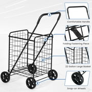 BLACK JAGUAR Folding Shopping Cart Utility Trolley Grocery Cart with Wheels Black