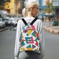 thumbnail image 7 of FORMRS Mini Backpack Purse for Women Travel Daypack Casual Shoulder Bag, Purple Triangles, 7 of 7