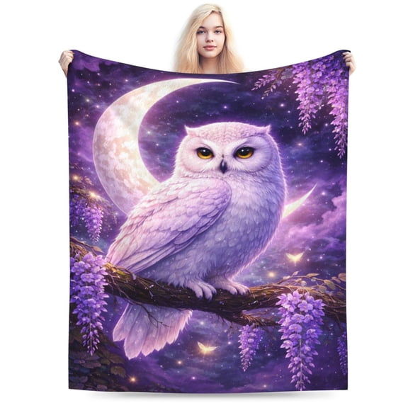 Moon Owl Blanket Night Owl Throw Blanket Soft Cozy Blanket for Couch Bed Halloween Gift Home Decor 50x40