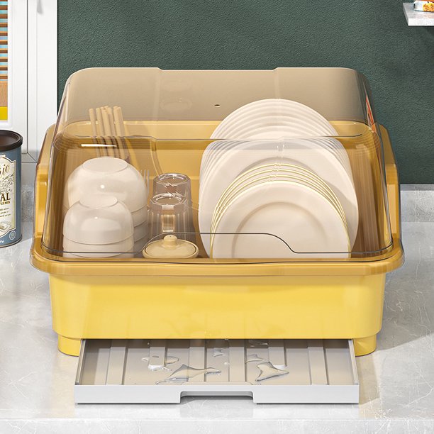 Caja de almacenamiento para vajilla, cuencos y palillos, escurridor de platos y cuencos extragrande a prueba de polvo para el hogar con tapa para el suelo de la cocina