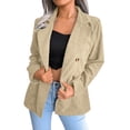 thumbnail image 1 of Women Workoffice Suit V Neck Cardigan Button Down Fitted Outwear Single Breasted Fashion Jacket Solid Color Blazer Pockets Professional Overcoat, 1 of 6