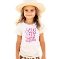 thumbnail image 3 of Big Sis Again Shirt for Siblings Groovy Pink Graphic Big Sister Tee Natural Shirt 18 Months, 3 of 5