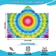 thumbnail image 2 of Rainbow Tie Dye Mandala Pattern Hooded Bath Towel，50"x30" for Ages 3 To 12 Kids, Quick Dry Lightweight Soft Microfiber Hood Beach Towel Cover Up for Kids, 2 of 7
