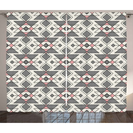 Abstract Curtains 2 Panels Set Geometric Pattern With Traditional