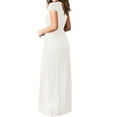 thumbnail image 7 of Mengpipi Women's Maxi Dresses Short Sleeve Long Casual Dresses Loose Plain with Pockets, White-M(US 8-10), 7 of 7
