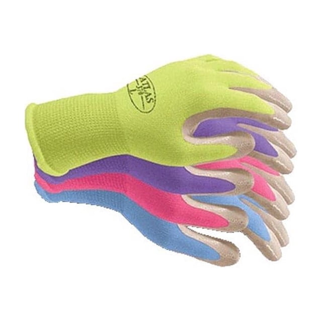 Guantes de trabajo Showa Atlas con recubrimiento de nitrilo y agarre, paquete de 4, talla grande