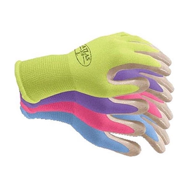 Guantes de trabajo Showa Atlas 370 con agarre de nitrilo, 4 pares, talla M