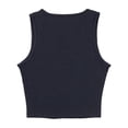 thumbnail image 3 of Qulqfy Crew Neck Tank Tops Cutout Solid Sexy Slim Black Standard Straps Women Summer Tops, 3 of 3