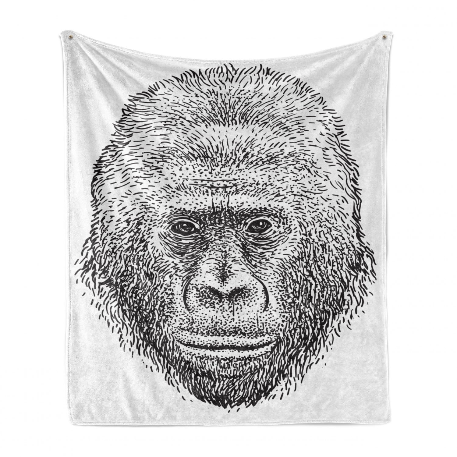 70 x 90 Close up Gorilla Portrait with Orange Eyes Zoo Jungle Animal Wild Money Graphic Ambesonne Modern Throw Blanket Grey Marigold Flannel Fleece Accent Piece Soft Couch Cover for Adults