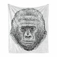 thumbnail image 1 of Gorilla Soft Flannel Fleece Throw Blanket, Pattern of a Close up Wild Animal Portrait in Monochrome Style Fine Art, Cozy Plush for Indoor and Outdoor Use, 70" x 90", Charcoal Grey White, by Ambesonne, 1 of 5
