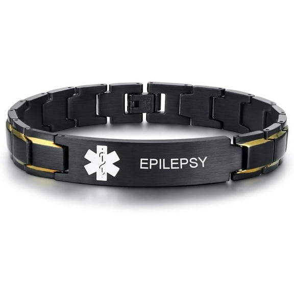 Cool Black Stainless Steel Emergency Medical Alert ID Bracelet