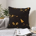 thumbnail image 2 of DouZhe Velvet Decorative Throw Pillow Covers Set of 2, Soft Square Cushion Cover with Invisible Zipper Yellow Eyes Black Cats Printing, 16"x16", 2 of 7