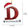 thumbnail image 3 of Luoshdecor Christmas Letter Ornaments 2025,Personalized Initial White Glitter Letters Hat Ornaments,Merry Christmas Pendant for Xmas Tree Wedding Home Decor (D), 3 of 6