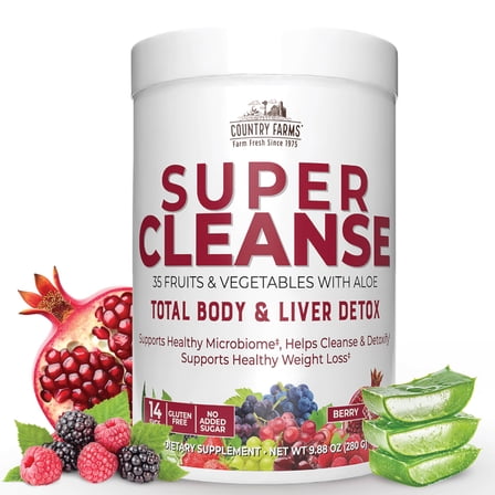 Country Farms Super Cleanse Drink Mix, Berry, 9.88 oz., 14 Servings