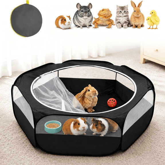 XIBUFE Playpen with Mesh Cover, 47 ’ ’ X 23.6 ’ ’ X 15 ’ ’ Chicken Brooder Box, Play Pen Indoor Outdoor for Guinea Pigs, Bunny, Rabbits, Ferrets, Chinchillas, Kittens | Indoor/Outdoor, Water