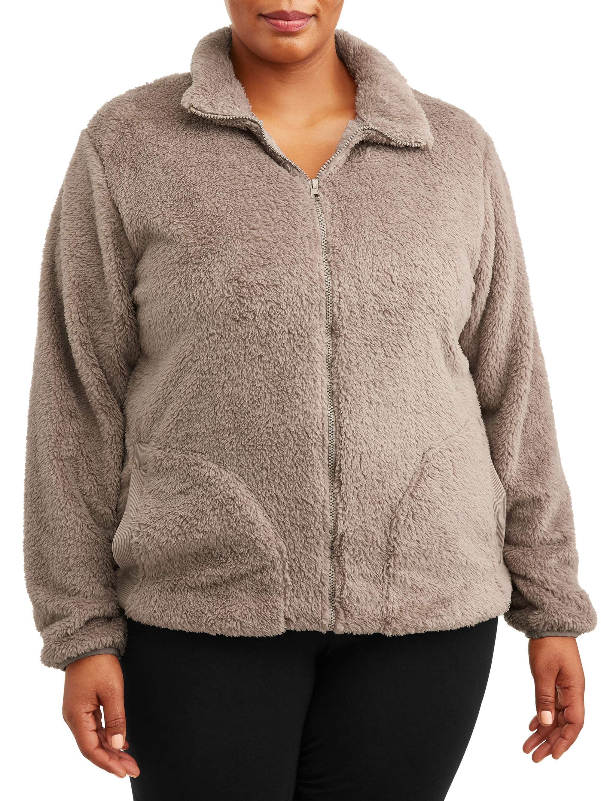 BSP Women’s Plus Size Sherpa Full Zip Fleece Jacket