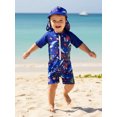 thumbnail image 6 of BemeyourBBs Toddlers Baby Boys 3 Piece Swimsuit Infant Bathing Suit Swim Shirt Trunk Shorts Set and Sun Hat Short Sleeve Shark Swimwear Sunsuit UPF 50+ Rash Guard, 6 of 9