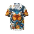 thumbnail image 2 of Lsque Spring Butterfly Flowers print Men's Cuban Collar Short Sleeve Shirt Summer Beachwear Casual Button Down Fashionable Vacation Leisure Shirt-4X-Large, 2 of 7