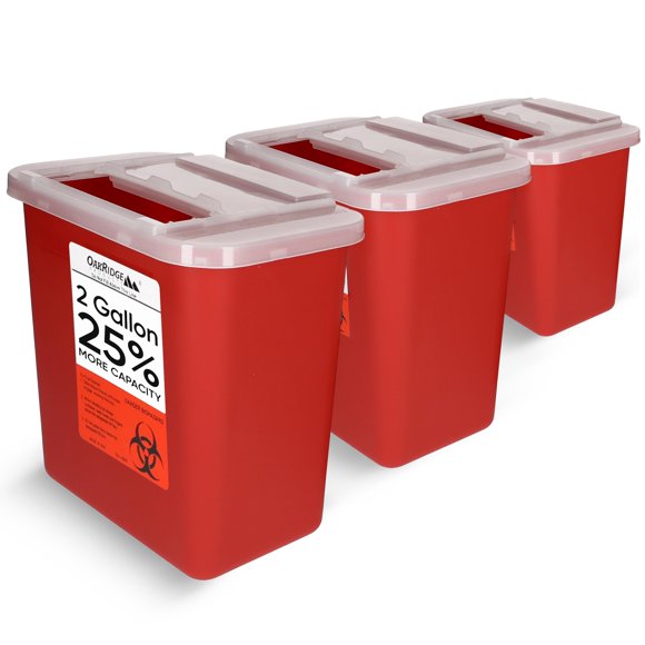 Contenedor para objetos punzantes Oakridge Products, 7.6 litros, 2 galones (paquete de 3)