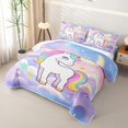 thumbnail image 3 of Metsweet Dreamy Unicorn Quilt King, Watercolor Starry Sky Animal King Coverlet Set, 3 of 7