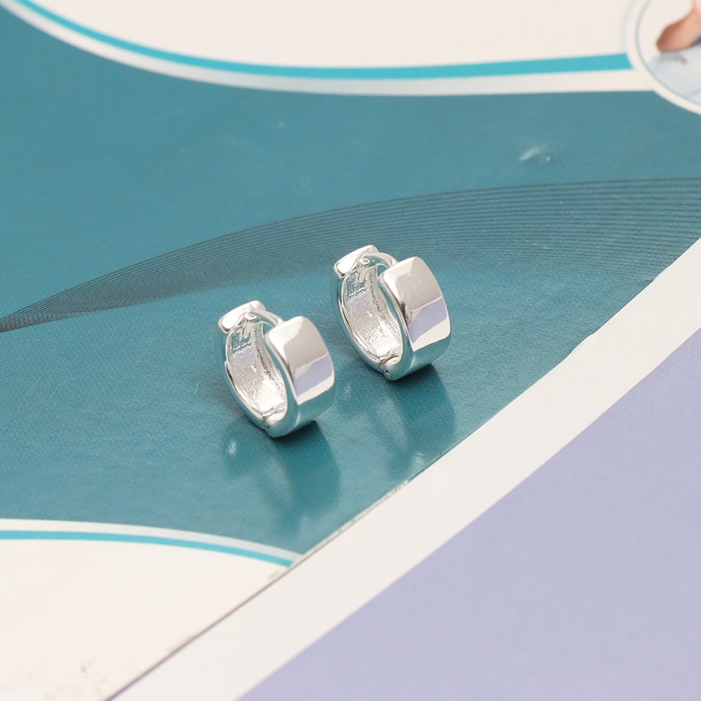 LeCalla 925 Sterling Silver Reversible Small Huggies Hoop Earrings Jewelry for Women and Teen 11MM