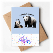 Father Care Panda Child Art Deco Fashion Welcome Back Greeting Cards Envelopes Blank