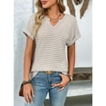 thumbnail image 4 of Womens Dressy Casual Cap Short Sleeve Tops Trendy Summer V Neck Loose Striped T Shirts Blouses  M, 4 of 8