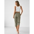 thumbnail image 4 of Rosvigor Womens Hiking Capri Pants High Waisted Drawstring Cargo Pants Women Quick Dry Capris Athletic Lounge Travel Trousers, 4 of 7