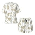 thumbnail image 5 of "Wukai Vintage Stylized White Color Women's Pajama Set - Short-Sleeve Top and Shorts with Elastic Waistband and Pockets for Loungewear, Yoga, and Casual Wear-, 5 of 8