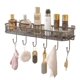 thumbnail image 1 of Organizador de estantes de pared con 5 ganchos, ahorra espacio, estantes flotantes de acero inoxidable sin perforaciones for baño y cocina., 1 of 8