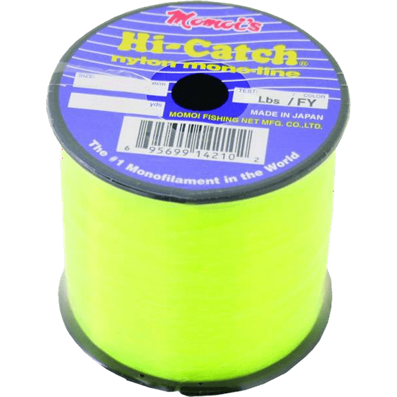 Momoi Hi-Catch Nylon Monofilament Line 2 Pound Spools Hi-Vis Yellow, 130#