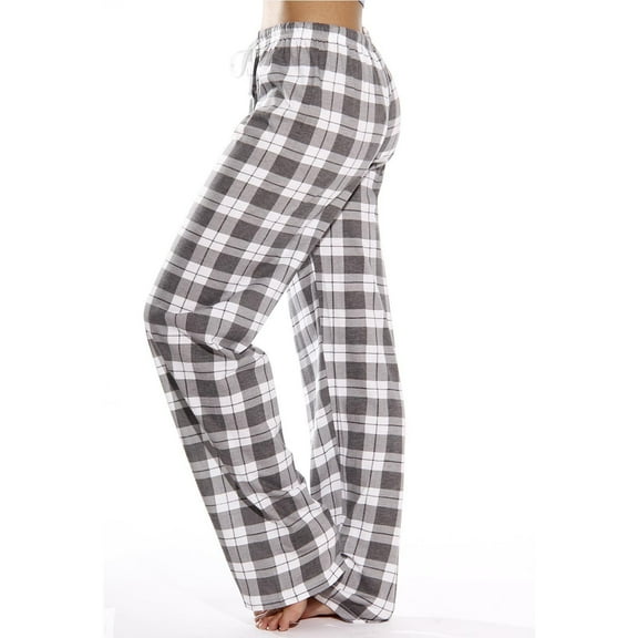 gbyLJF Women's Checked pajama pants Drawstring Elastic Waist Loose Fit Sleeping Pants Soft Comfy Casual Home Trousers