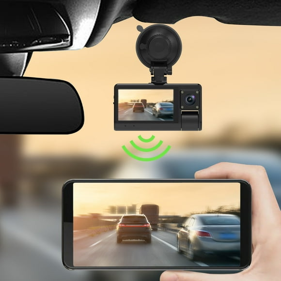 Dvkptbk Dash Cam Front Inside and Rear 1080P HD Touching Screen Dash Camera for Cars with Wdr Night Vision Wide Parking Monitor Loop Recording App Car Accessories