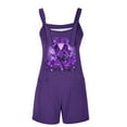 thumbnail image 4 of Drses Womens Summer Casual Suspender Printing Sleeveless Romper Loose Spaghetti Strap Shorts Overalls Jumpsuit with Pockets, 4 of 4
