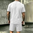 thumbnail image 5 of LEKWK Men Linen Sets Outfits 2 Piece Lightweight Loose Fit Solid Beach Vacation Summer Outfits Short Sleeve Crewneck Casual Tops and Drawstring Shorts, 5 of 6