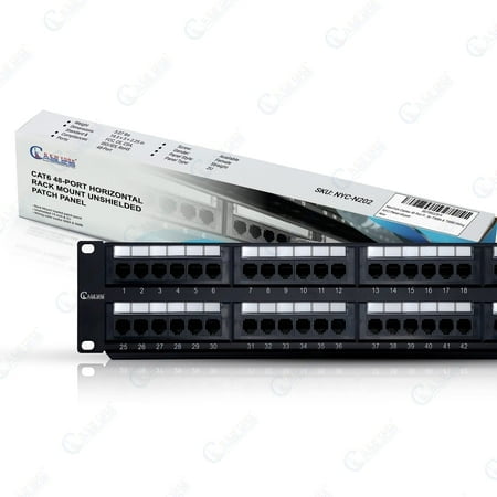 NewYork Cables Cat6 48 Port Patch Panel - 2U Rack-Mount Design, Unshielded Ports, Color-Coded Labels - Perfect Ethernet Patch Panel for Data Centers, Large-Scale Enterprises & IT Network Optimization