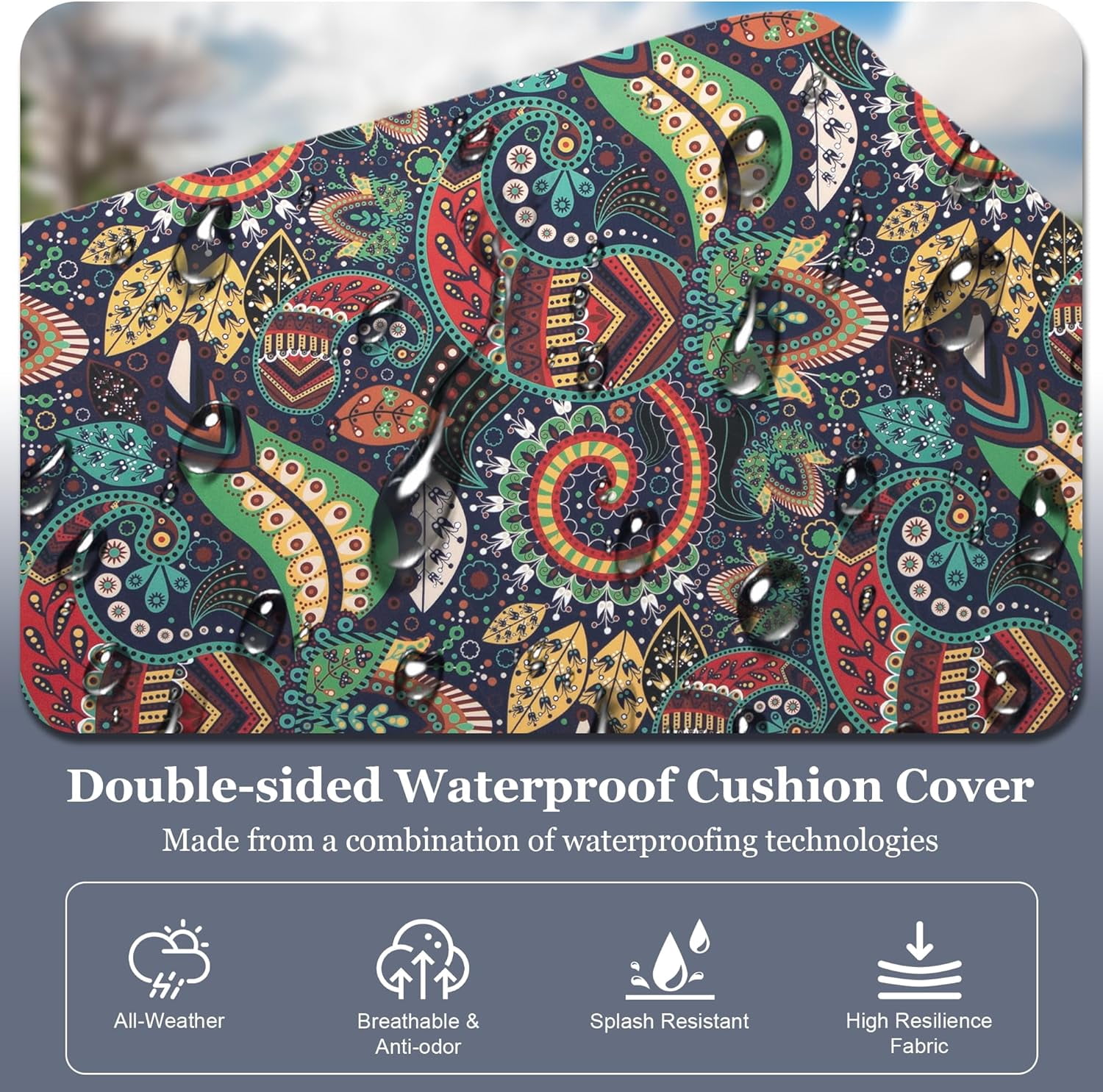 Waterproof 3-Piece Patio Sofa Cushion Cover Set - Replacement Covers for Outdoor Wicker Furniture, Bench & Seat Cushions with 4pcs Throw Pillow Cover