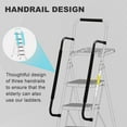 thumbnail image 3 of HBTower Folding 5-Step Ladder with Handrails and Tool Tray, Anti-Slip Wide Pedals, Safety Ladder for Adults, Black, 3 of 8