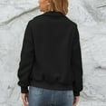 thumbnail image 3 of Chaqueta de mujer con cuello vuelto, manga larga, cremallera, bolsillos y puños acanalados, talla S, abrigo negro mullido, 3 of 6