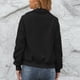 thumbnail image 3 of Abrigo Esponjoso Manga Larga Bolsillos En Los Puños Con Cremallera Cuello Vuelto Chaqueta Esponjosa Para Mujer Negro L, 3 of 6