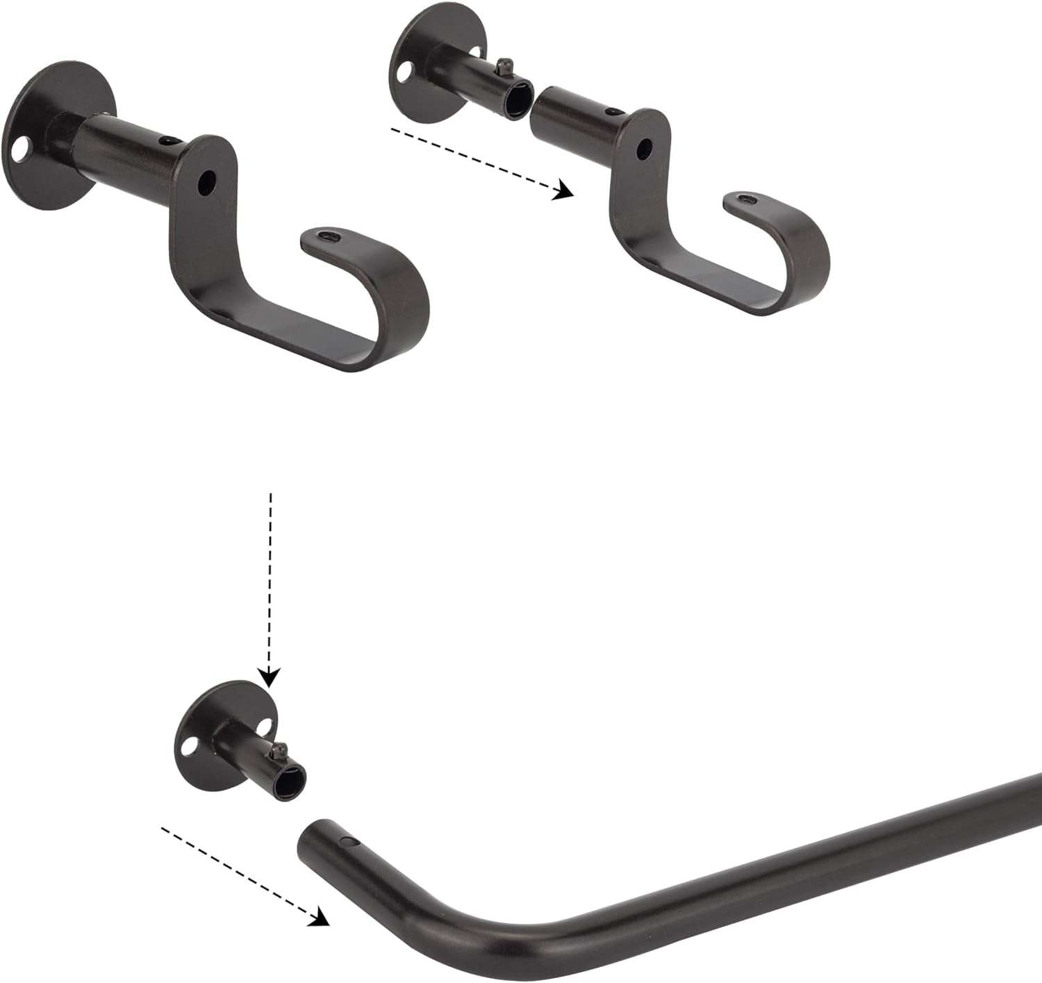 eTeckram Energy Saving Wrap Around Blackout Return Adjustable Window Curtain Metal Rod Set, 5/8 inch Diameter,48"-84",Oil-rubbed Bronze