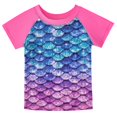 thumbnail image 3 of Girls Rash Guard 2-Piece Swimwear Fish Scale Pattern Swimwear Upf 50+ Uv for 4-12Y, 3 of 6