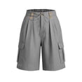 thumbnail image 5 of Admvng Womens Linen Shorts Summer Button Casual Cargo Bermuda Shorts with Pockets, 5 of 7