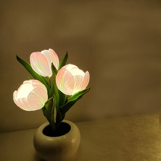 LOGAZOO (20 Flower) Birthday Gifts For Mom, Tulip Lamp Night Light With Glass Dome,Handmade Artificial Flower Table Lamp Bedroom Desk Decoration For Women Daughter Girlfriend Christmas Holiday Gift