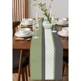 thumbnail image 2 of Sage Green Morocco Burlap Cotton Table Runner 13x48 Inches Long, Modern Stitching Geometric Striped Grey Farmhouse Table Runners, Outdoor Dining Tablecloths Decor for Baby Shower/Party/Wedding, 2 of 6