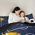 thumbnail image 4 of Feelyou Cartoon Soccer Boys Bedding Comforter Set 7 Pieces, Eat Sleep Sport Full Bedding Set, Football Rugby Game Reversible Fitted Sheet Flat Sheet, Ultra Soft Bedroom Decor, 4 of 8