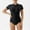 Black, variant on BLTIBY Women's One Piece Swimsuit Solid Color Short Sleeve Surfing Bathing Suit with Triangle Panties UPF 50 Front Zip Surf Wetsuit Black L