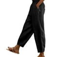 thumbnail image 2 of Black Womens Pants Women's Pocket Cotton Linen Fashion Solid Color Pants Slim Casual Long Pants Casual Pants Women, 2 of 5